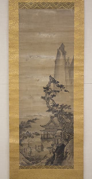 Pavilion on Mountain Stream, by Sesshū Tōyō 雪舟等楊