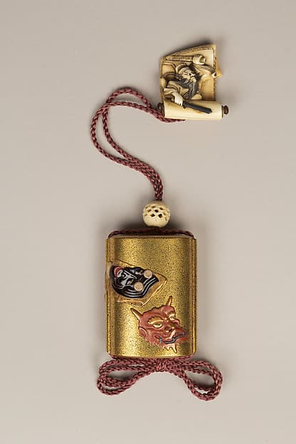 Inrō with Noh Masks
