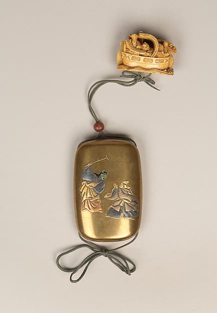 Inrō with the Noh Play Dōjōji (obverse) and Flowering Cherry Tree (reverse)