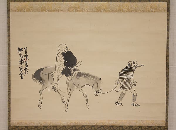 Monk Renshō Riding His Horse Backwards, by Matsumura Goshun