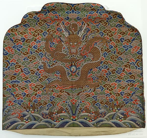 Cushion cover with dragon amid clouds
