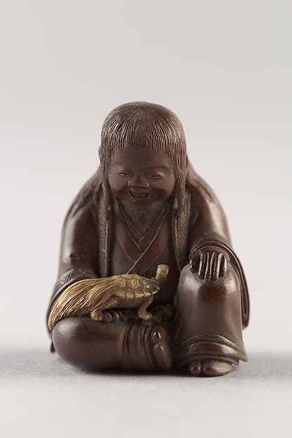 Netsuke: probably Illustrating Legend of Urashima Taro., by Tokoku