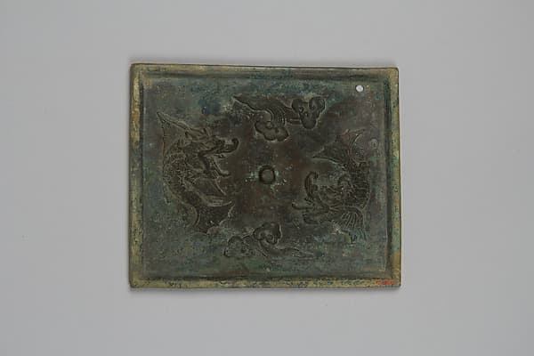 Square mirror decorated with sea creatures and clouds