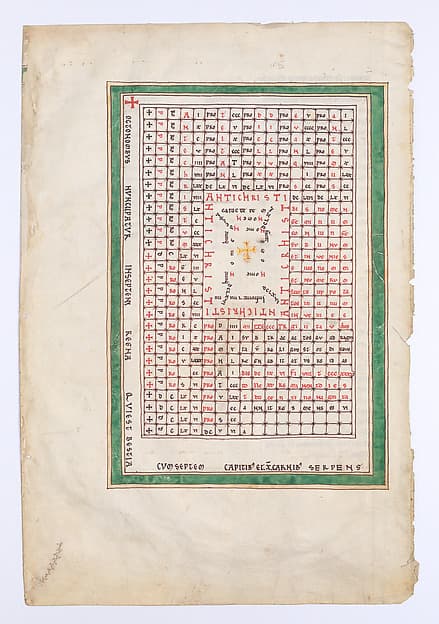 Leaf from a Beatus Manuscript: Table of the Antichrist