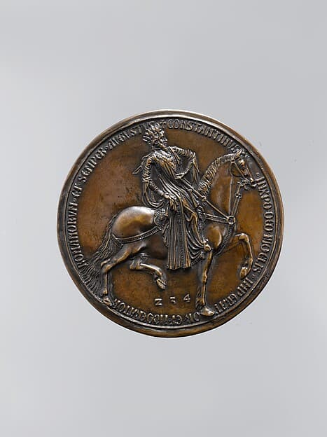 Medal Obverse: Equestrian Portrait of Emperor Constantine (r. 307–337) Reverse: Allegory of Salvation