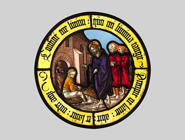 Roundel with Christ Healing the Blind Man, by Hirschvogel Workshop