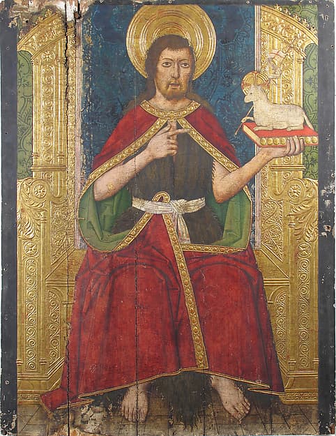 Panel with Saint John the Baptist Enthroned from Retable, by Domingo Ram
