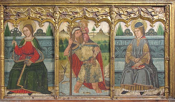 Predella pane with Saint Bridget, Saint Christopher, and Saint Kilian from Retable, by Domingo Ram
