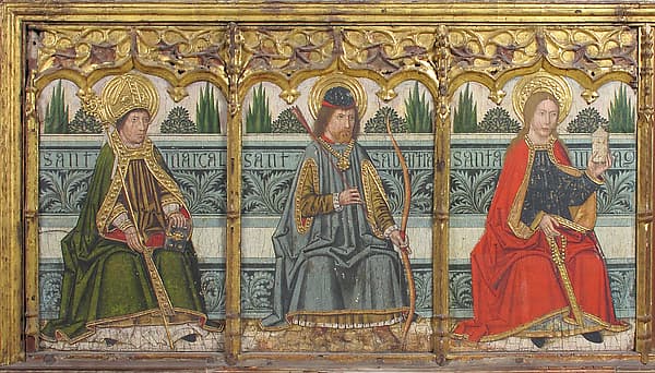Predella panel with Saint Martial, Saint Sebastian, and Saint Mary Magdalen from Retable, by Domingo Ram