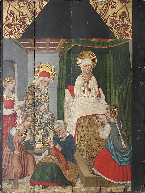 Panel with the Birth of St. John the Baptist from Retable, by Domingo Ram