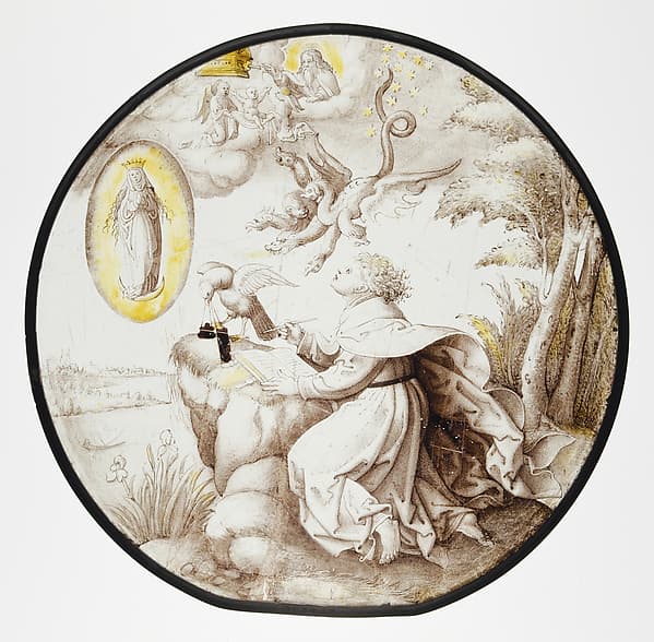 Roundel with Saint John on Patmos with Apocalyptic Vision, by Dirck Vellert