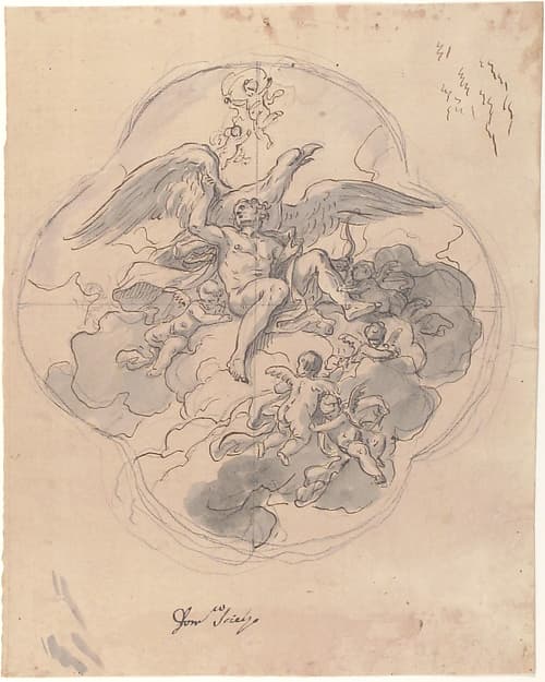 Jupiter with his Eagle (recto), by Francesco Solimena