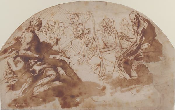 Saint John the Baptist, Saint Benedict, King David, and Other Seated Figures, by Daniele Crespi