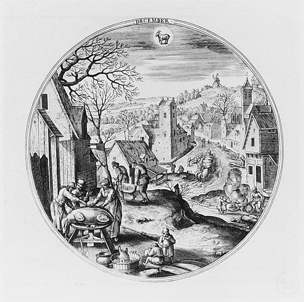 December, from the series The Months, by Adriaen Collaert