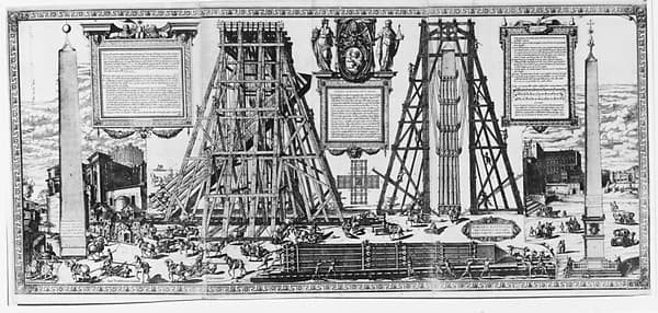 Moving the Vatican Obelisk, from "Speculum Romanae Magnificentiae", by Natale Bonifacio