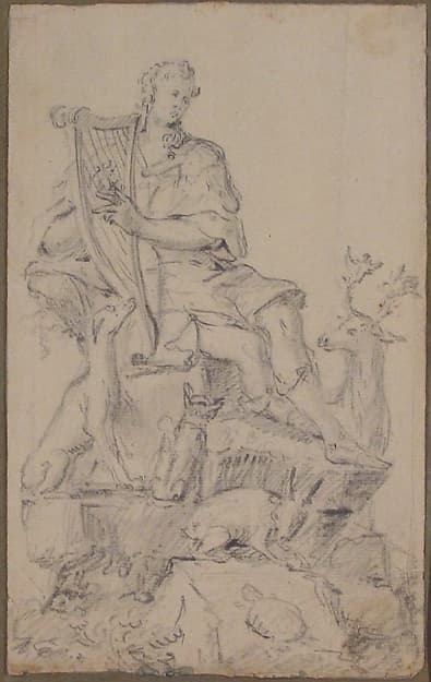 Apollo or Orpheus surrounded by Animals, by Anonymous, French, 16th century