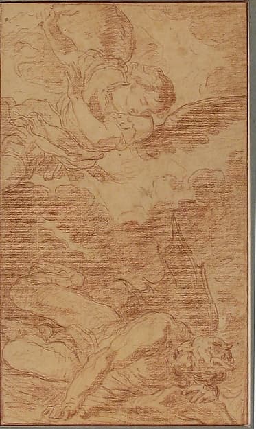 St. Michael Casting Down Lucifer, after Pier Francesco Mola, by Louis Jean Jacques Durameau