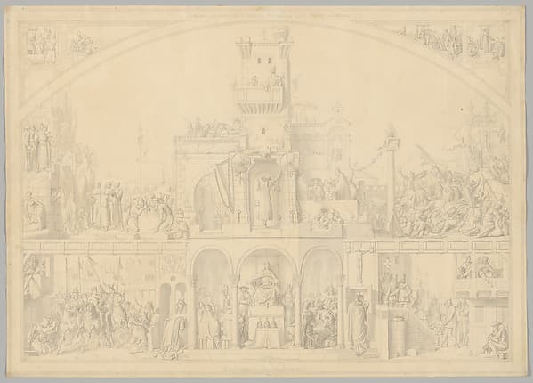 Preparatory Drawing for a Print Series on the History of Germany (Die Geschichte des deutschen Volkes in fünfzehn Bildern), by Carl Heinrich Hermann