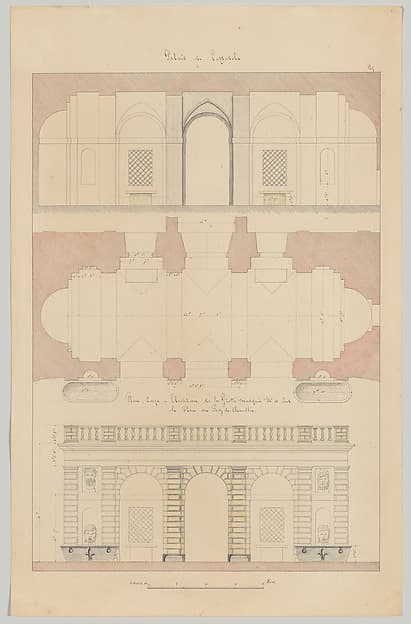 Grotto from the Gardens of the Farnese Palace at Caprarola, Preparatory Study for the 'Oeuvres Complètes de Jacques Barozzi de Vignole', by François Debret