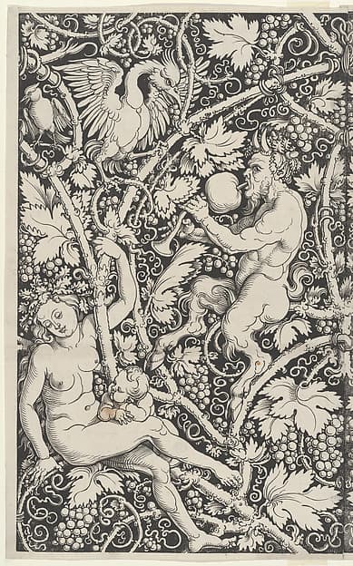 Wallpaper with Satyr Family, by Sebald Beham