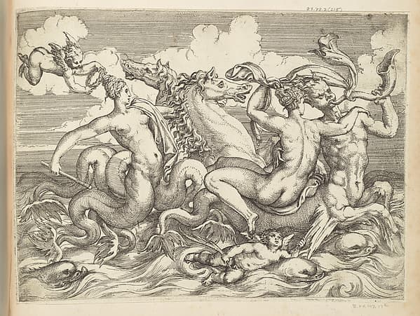 A Nereid Riding a Sea Centaur Accompanied by Other Sea Creatures, by Angiolo Falconetto