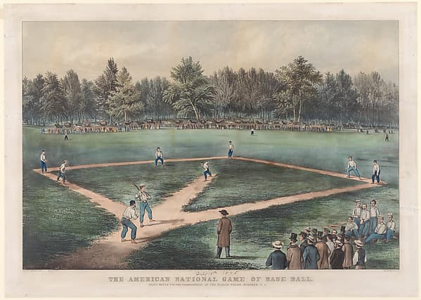 The American National Game of Base Ball: Grand Match for the Championship at the Elysian Fields, Hoboken, N. J., by Currier & Ives