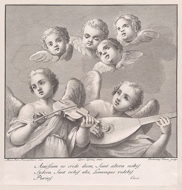 Angels with a violin and lute, by Violante Vanni