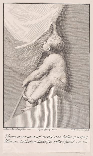 Putto with a banner, by Violante Vanni