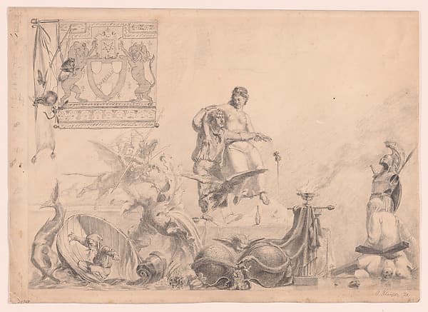 Phantasie und Künstler (Imagination and the Artist) (recto); Studie zu Phantasie und Künstler (Study for Imagination and the Artists) (verso), by Max Klinger