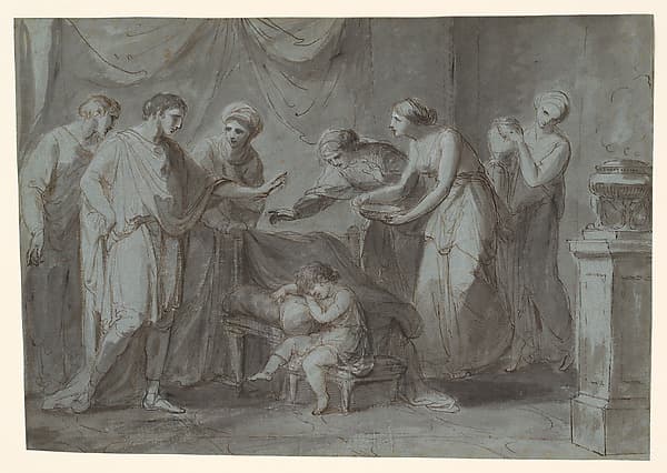 Servius Tullius When a Child, Asleep in the Apartment of King Tarquinius Priscus, by Angelica Kauffmann