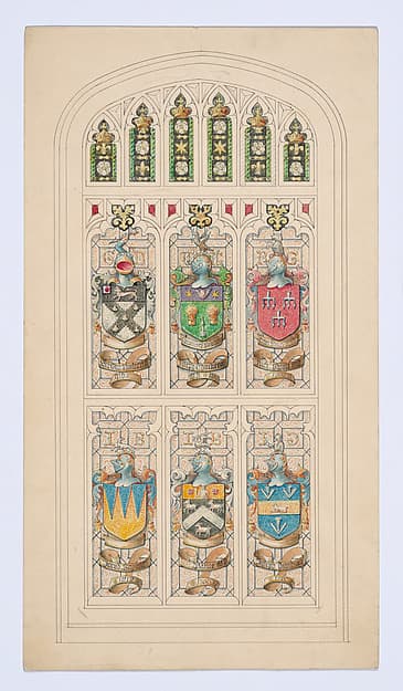 Design for an armorial stained glass window, by Anonymous, British, 19th century