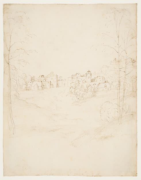 A Small Town on the Crest of a Slope, by Fra Bartolomeo (Bartolomeo di Paolo del Fattorino)