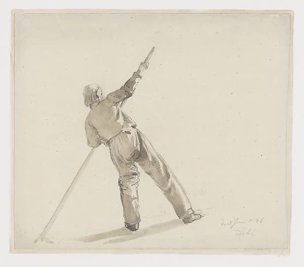 A man holding an oar (study for the painting "Copenhagen Harbor by Moonlight"), by Johan Christian Dahl