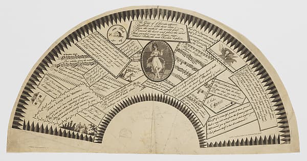 Fan leaf with seventeen charades, by Anonymous, British, 18th century