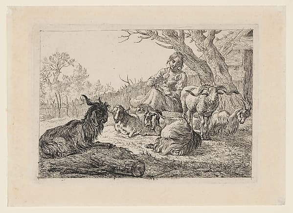 Goats and a Shepherdess Winding Skeins, by Pieter van Laer, called Il Bamboccio