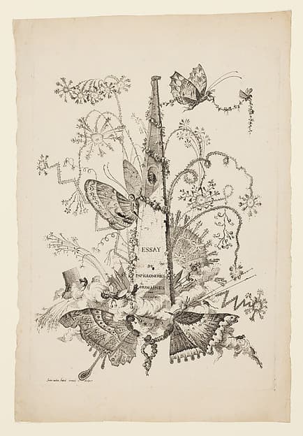 Title page from Essay on Butterflies Masquerading as Humans (Essai de Papilloneries Humaines), by Charles Germain de Saint-Aubin