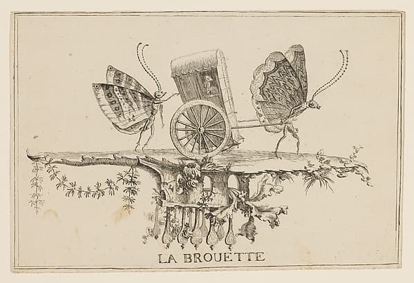 La Brouette (The Bath Chair) from Premier Essai de Papilloneries Humaines, by Charles Germain de Saint-Aubin
