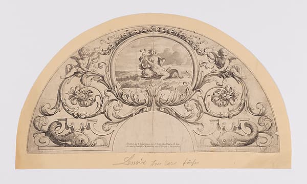 Fan leaf with acanthus scrolls and dolphins, by Nicolas Loir