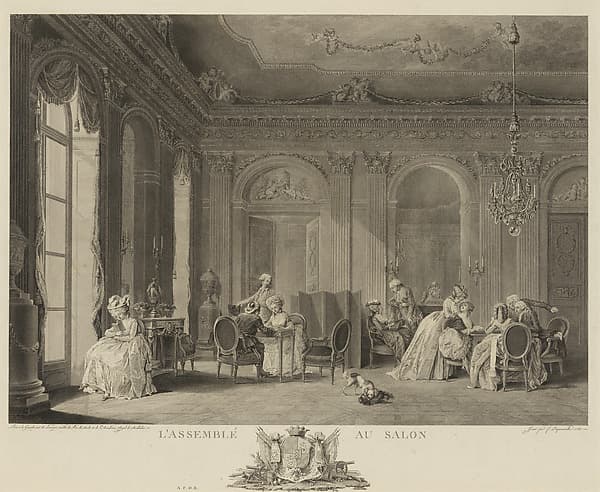 L'Assemblee au Salon, by François Nicolas Barthélemy Dequevauviller