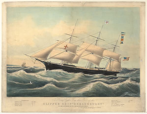 Clipper Ship "Dreadnought" off Sandy Hook, February 23, 1854, nineteen days from Liverpool, by James E. Buttersworth