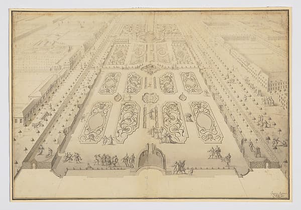 Bird's-Eye View of Part of the Gardens at Ludwigsburg, created for Duke Eberhard Ludwig von Württemburg, by Anonymous, German, 18th century
