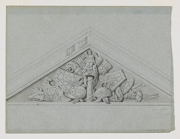 Design for a Pediment with an Armorial Trophy, by Jean-Baptiste Louis Plantar