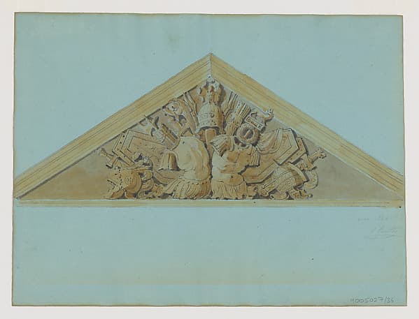 Design for a Pediment with an Armorial Trophy, by Jean-Baptiste Louis Plantar