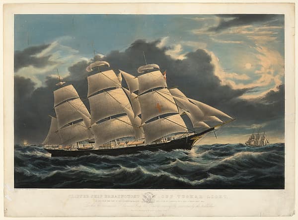 Clipper Ship "Dreadnought" off Tuskar Light, 12 1/2 Days from New York on her Celebrated Passage into Dock of Liverpool in 13 Days 11 Hours, December 1854, by Charles Parsons