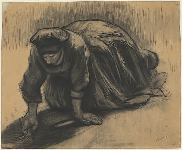 Peasant Woman Kneeling and Pulling Carrots, by Vincent van Gogh