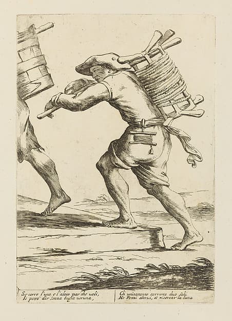 Two Well Cleaners, from Di Bologna l'Arti per via D'An.ibal' Ca.rac, plate 27, by Giuseppe Maria Mitelli