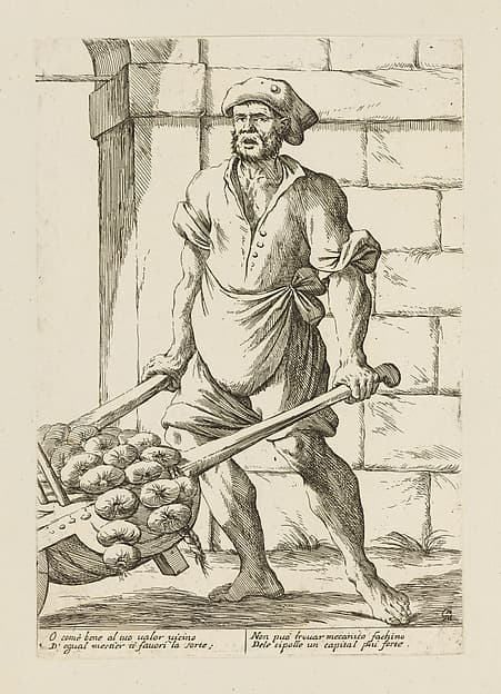 Onion Seller, from Di Bologna l'Arti per via D'An.ibal' Ca.rac, plate 28, by Giuseppe Maria Mitelli