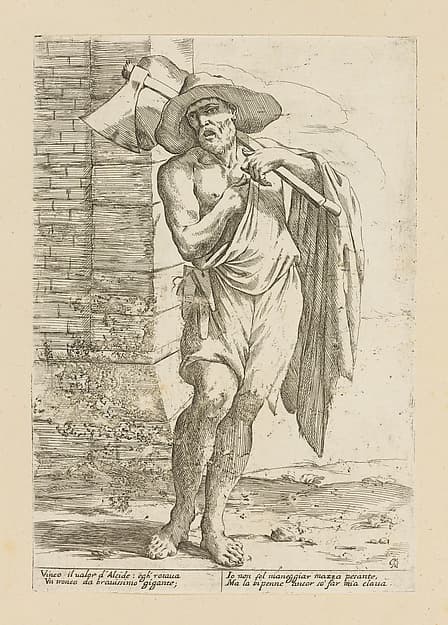 Woodcutter, from Di Bologna l'Arti per via D'An.ibal' Ca.rac, plate 29, by Giuseppe Maria Mitelli