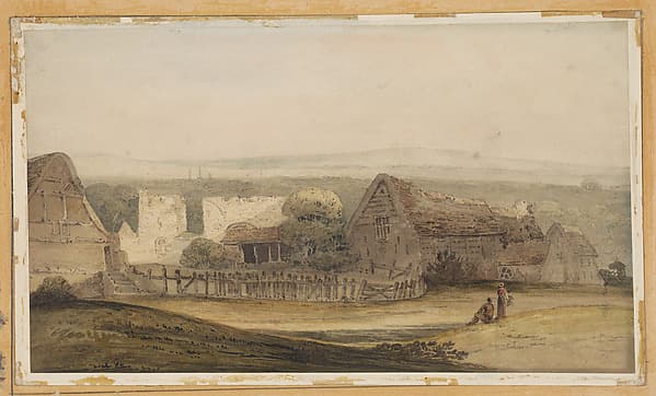 An Extensive Landscape with Farm Buildings and Church Ruin, by Thomas Girtin