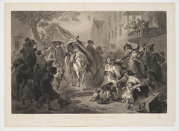 Triumph of Patriotism– Washington Entering New York, 25 November 1783, by Alexander Hay Ritchie